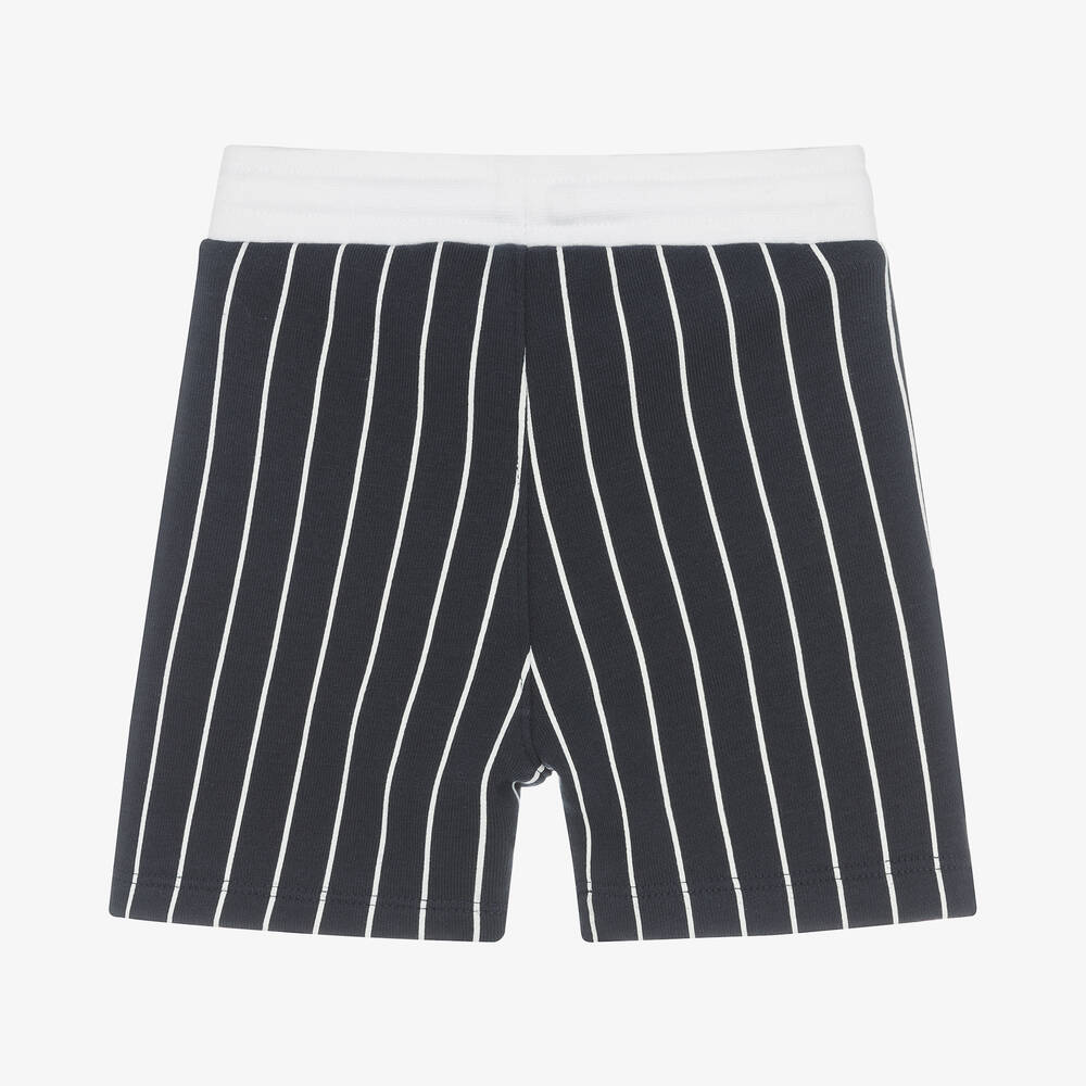 BOSS-Boys Navy Blue Striped Cotton Shorts | Childrensalon Outlet