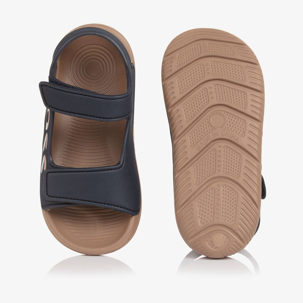 BOSS-Boys Navy Blue Velcro Sandals with Logo | Childrensalon Outlet