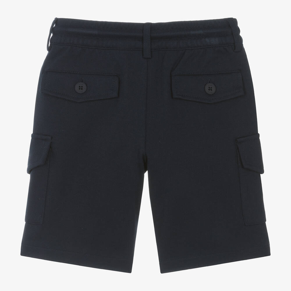 BOSS-Boys Navy Blue Viscose Cargo Shorts | Childrensalon Outlet