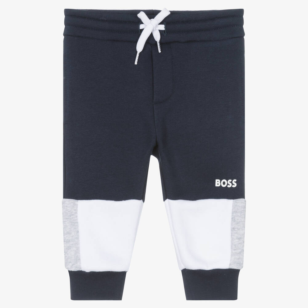 BOSS - Baumwoll-Jogginghose Navy/Weiß | Childrensalon