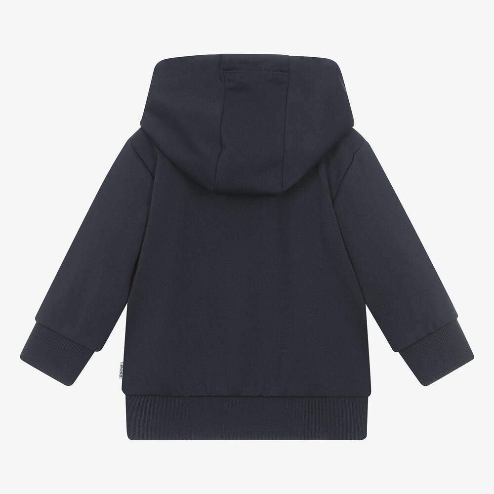 BOSS Boys Navy Blue Zip Up Hoodie Childrensalon Outlet