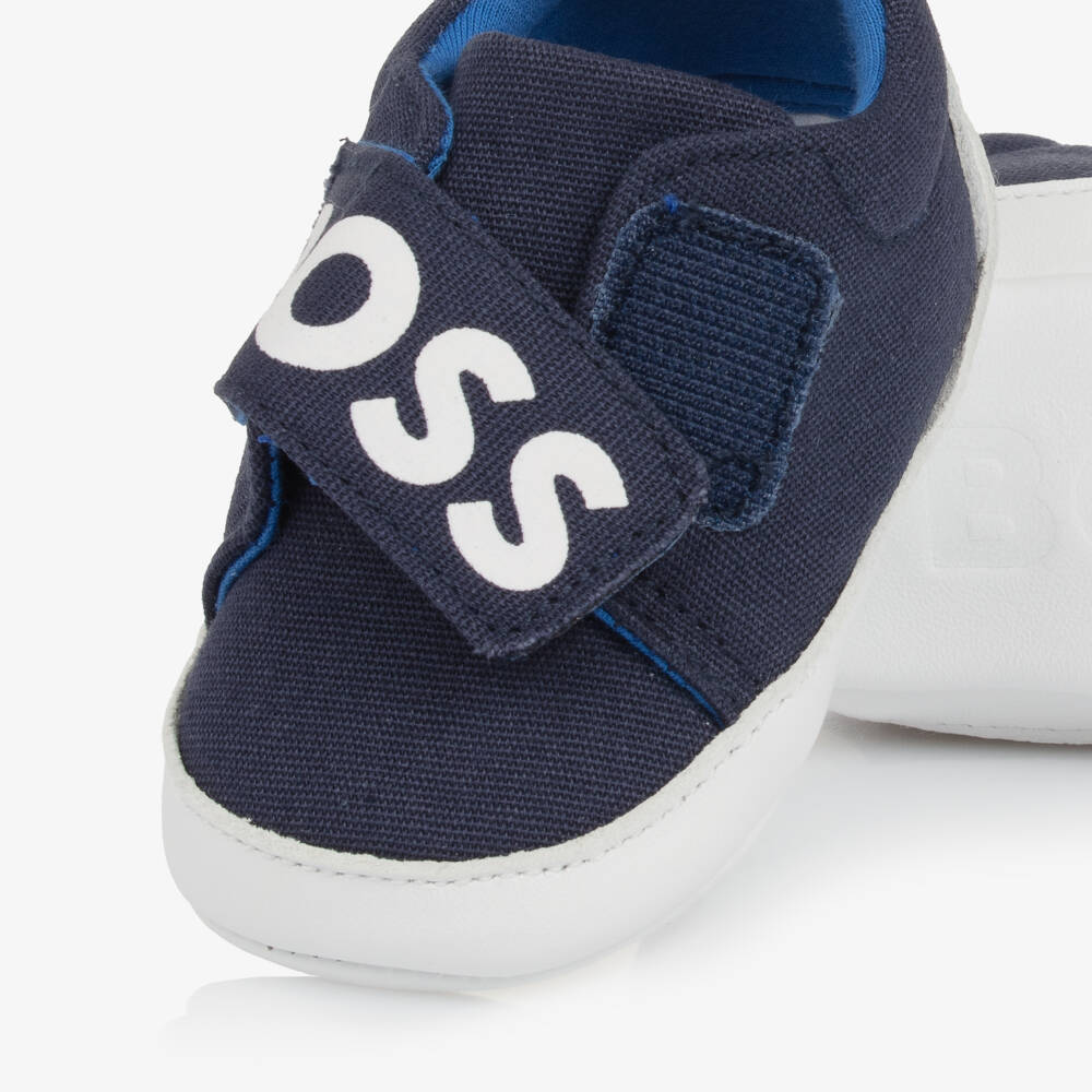 BOSS-Boys Navy Canvas Explorer Sneakers | Childrensalon Outlet