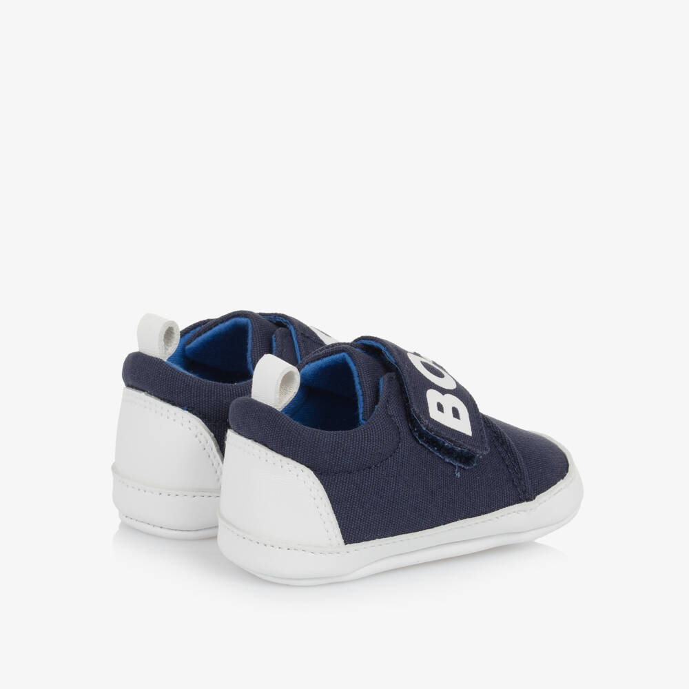 BOSS-Boys Navy Canvas Explorer Sneakers | Childrensalon Outlet