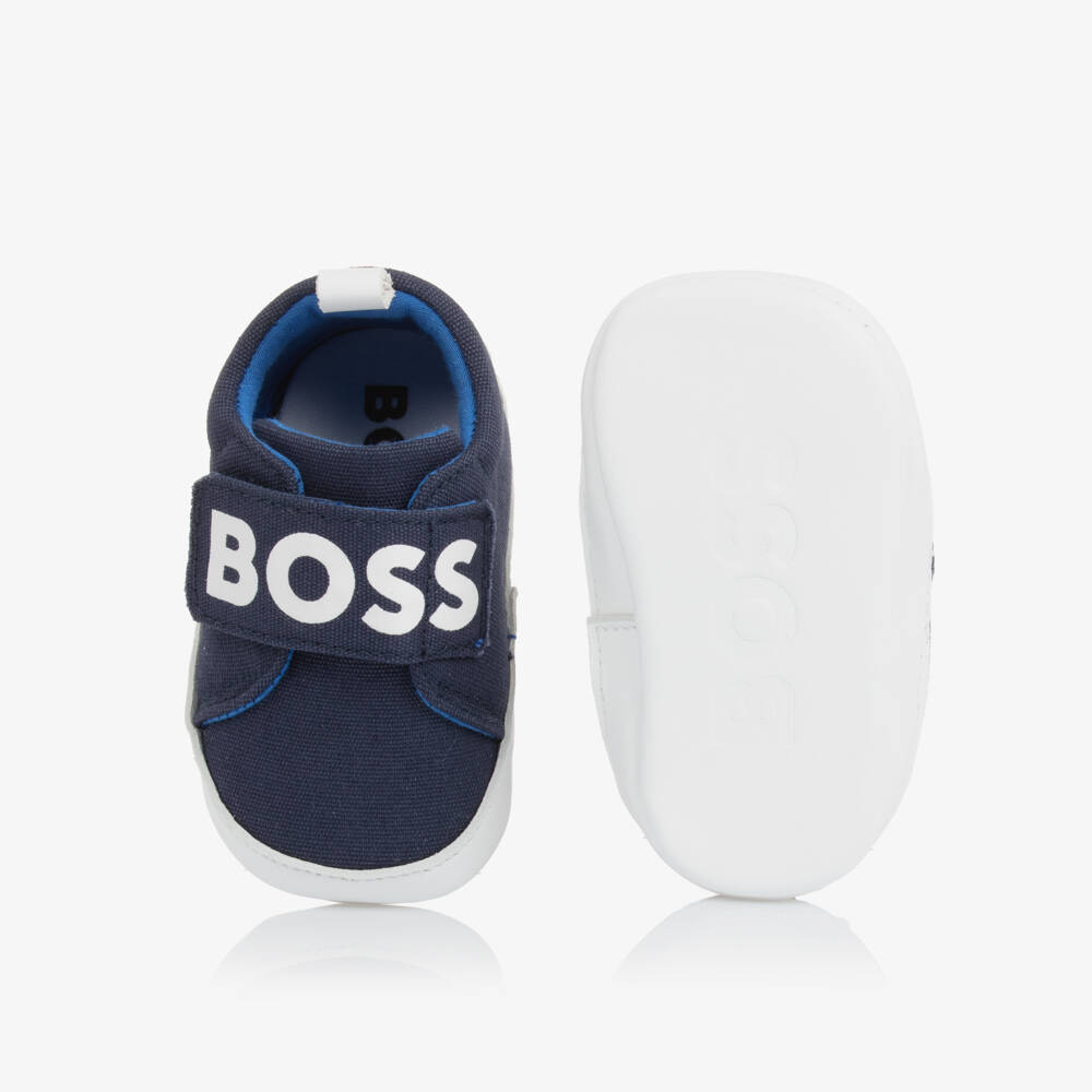 BOSS-Boys Navy Canvas Explorer Sneakers | Childrensalon Outlet