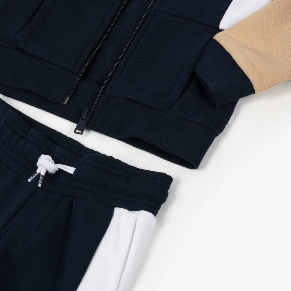 BOSS-Boys Navy Colorblock Cotton Set | Childrensalon Outlet