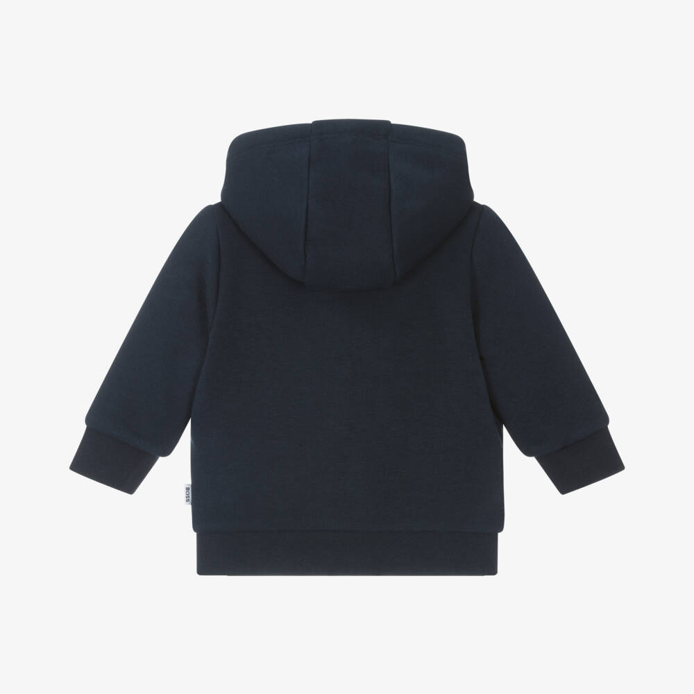 BOSS-Boys Navy Cotton Zip Hoodie | Childrensalon Outlet
