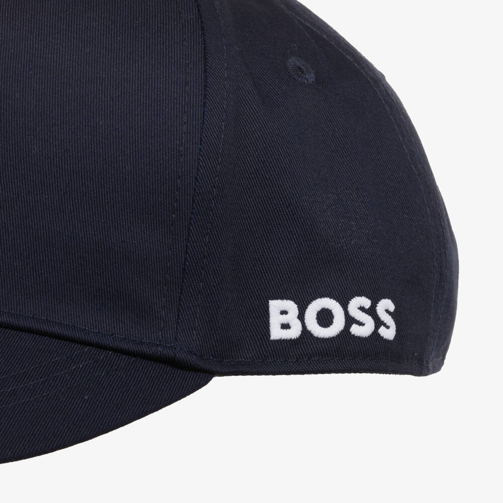 BOSS-Boys Navy Embroidered Logo Hat | Childrensalon Outlet
