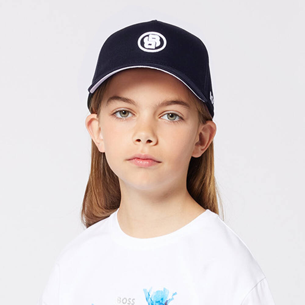 BOSS-Boys Navy Embroidered Logo Hat | Childrensalon Outlet