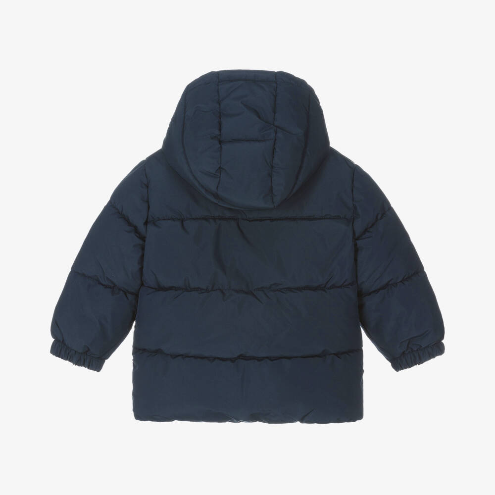 BOSS-Boys Navy Hooded Puffer Jacket | Childrensalon Outlet