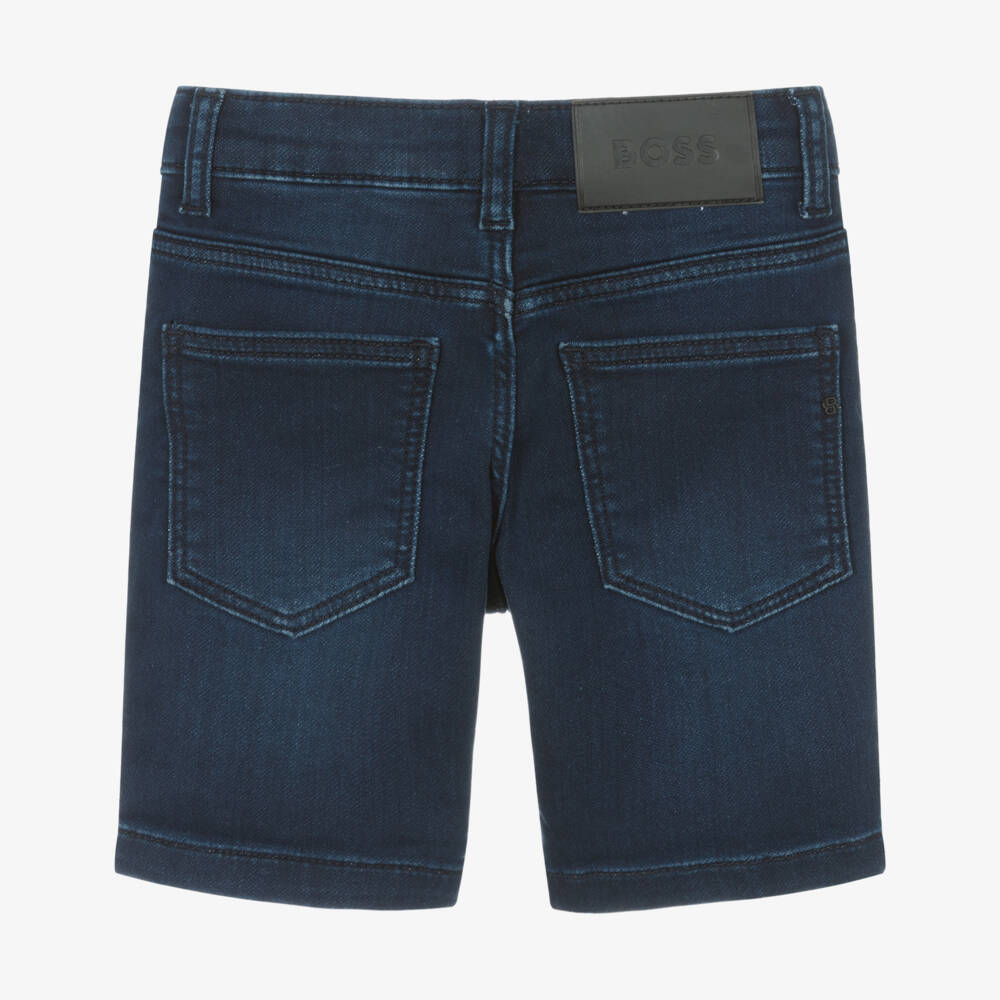 BOSS-Boys Navy Jersey Denim Bermudas | Childrensalon Outlet