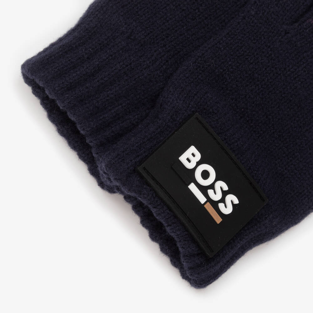 BOSS-Синие вязаные перчатки для мальчиков | Childrensalon Outlet