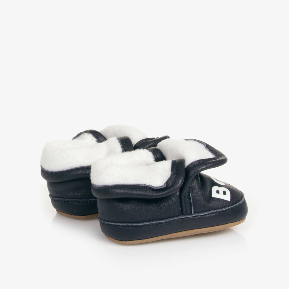 BOSS-Boys Navy Leather Pre-Walker Booties | Childrensalon Outlet