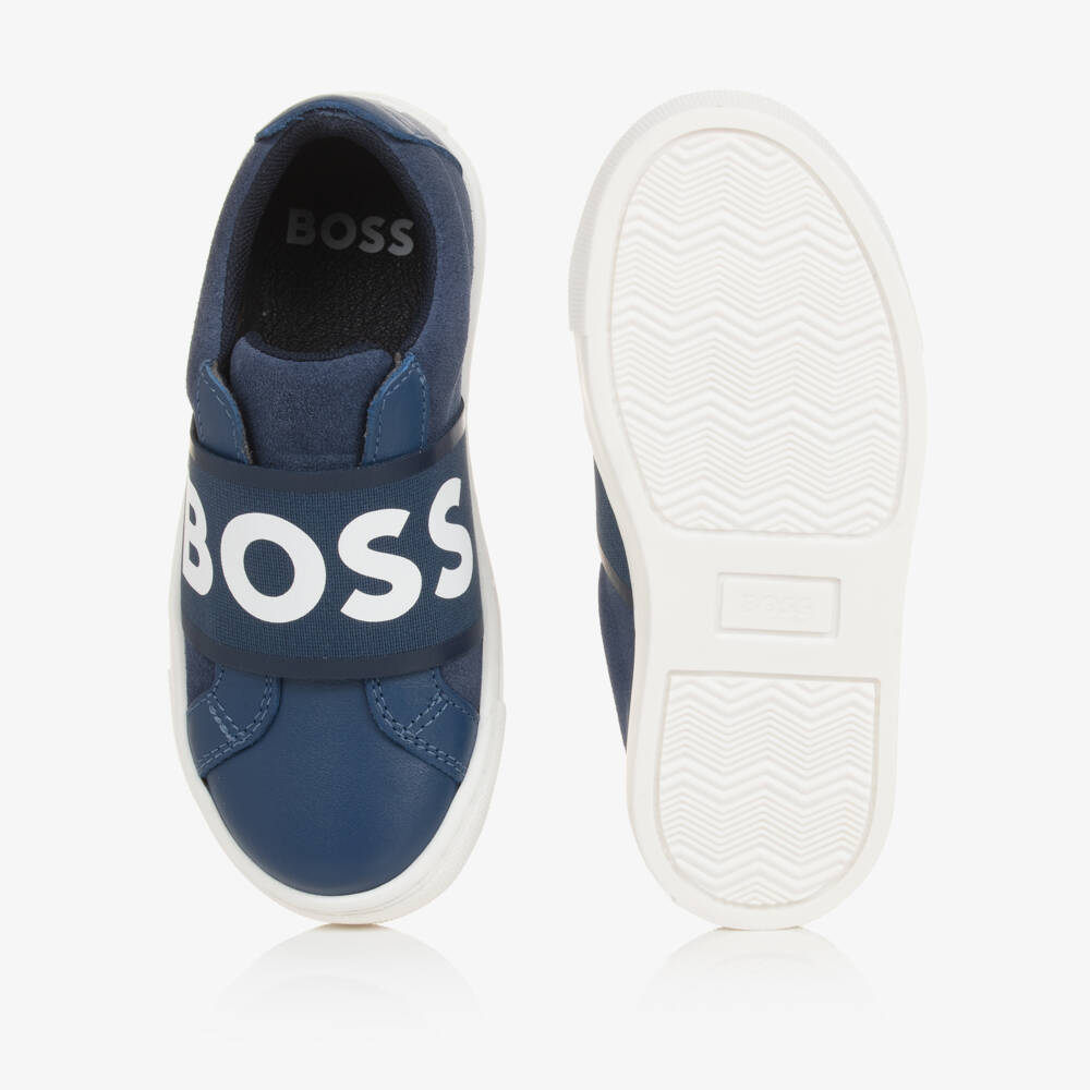 BOSS-حذاء رياضي جلد لون أزرق للأولاد | Childrensalon Outlet