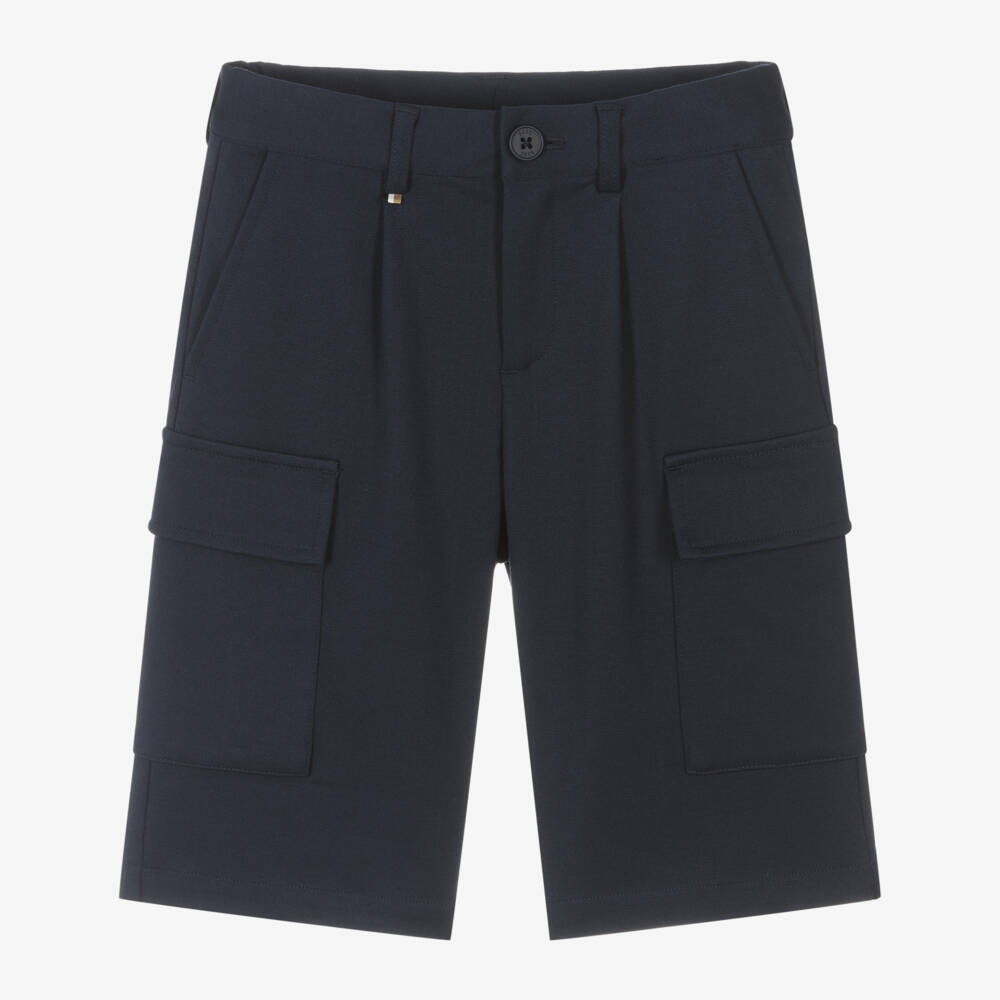 BOSS-Boys Navy Milano Cargo Shorts | Childrensalon Outlet