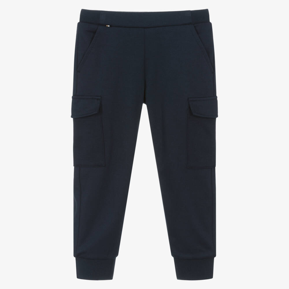 BOSS-Boys Navy Milano Cargo Trousers | Childrensalon Outlet
