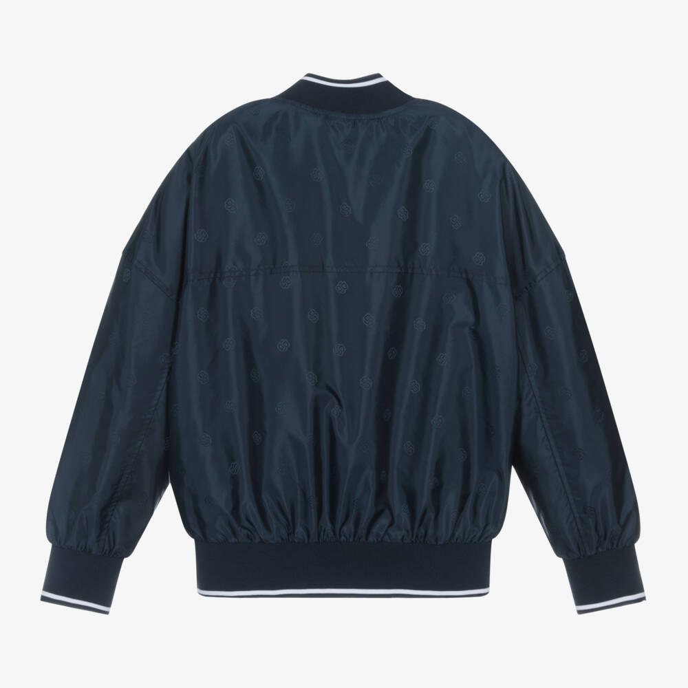 BOSS-Boys Navy Monogrammed Flight Jacket | Childrensalon Outlet