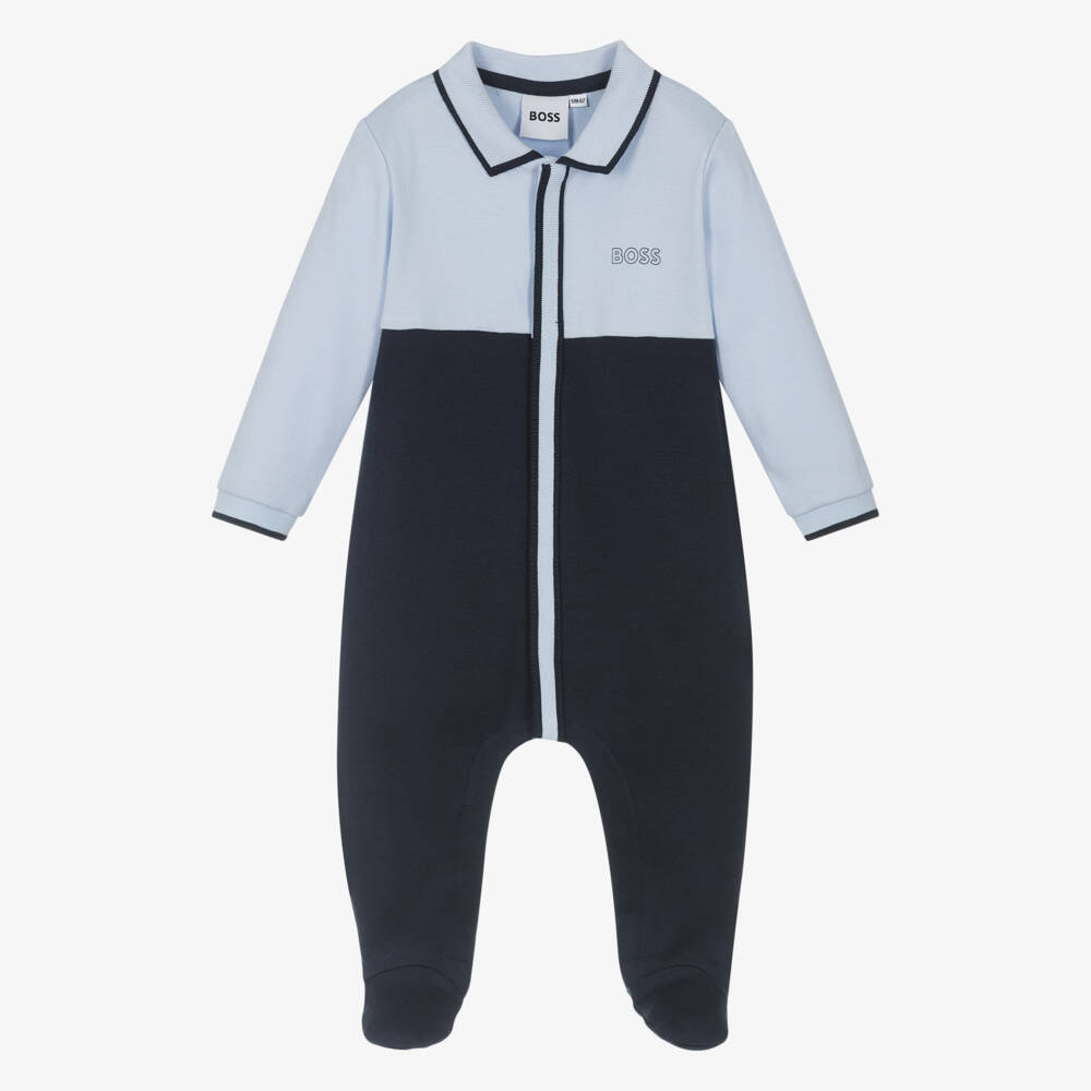 BOSS-Boys Navy Organic Cotton Babygrow | Childrensalon Outlet