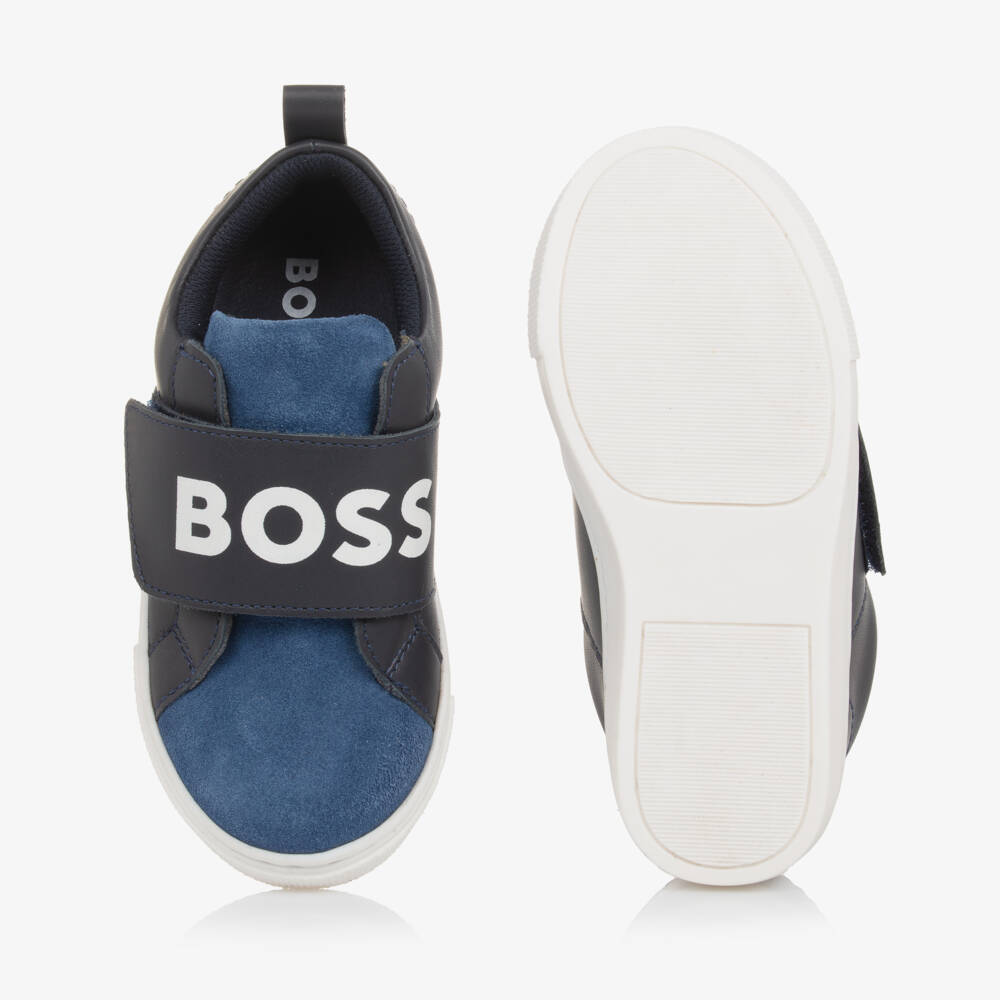 BOSS-حذاء رياضي جلد شامواه لون أزرق للأولاد | Childrensalon Outlet