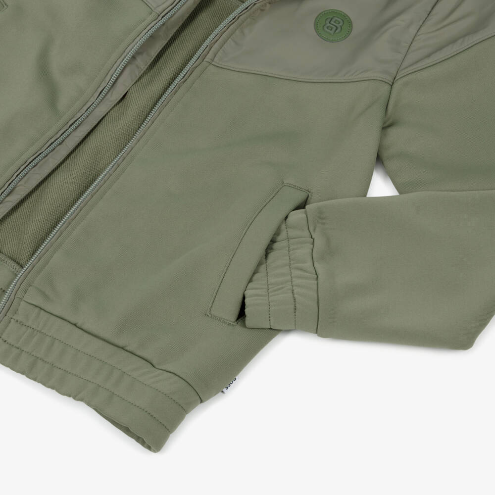 BOSS-Оливковая куртка с капюшоном на молнии для мальчиков | Childrensalon Outlet