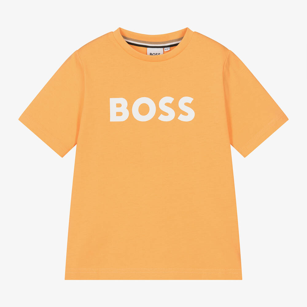 BOSS-تيشيرتْ قطن لون برتقالي فاتح للأولاد | Childrensalon Outlet