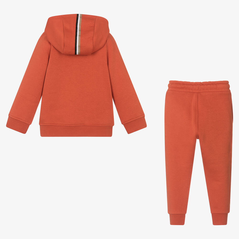 BOSS-Boys Orange Hooded Tracksuit | Childrensalon Outlet