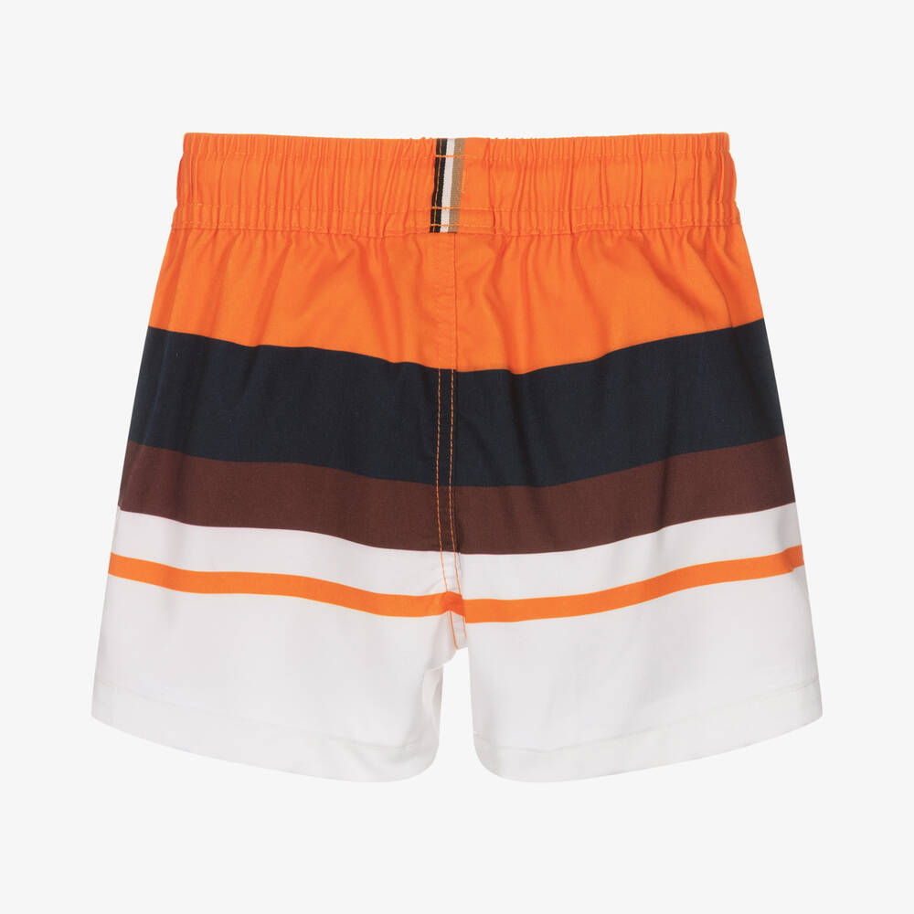 BOSS-Оранжевые плавки-шорты с полосками | Childrensalon Outlet