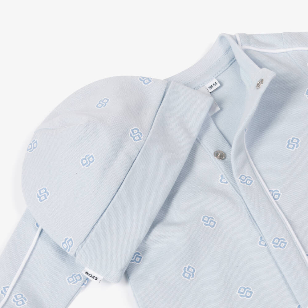 BOSS-Boys Pale Blue Babysuit Ensemble | Childrensalon Outlet