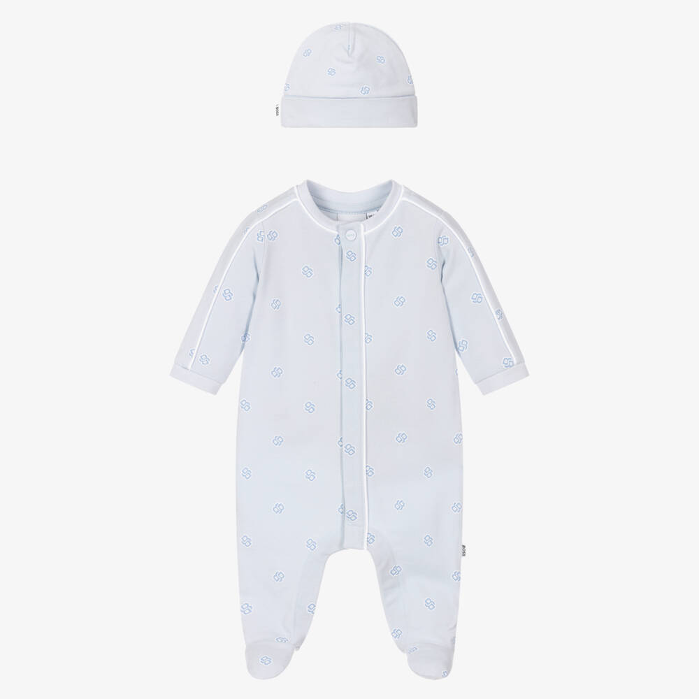 BOSS-Boys Pale Blue Babysuit Ensemble | Childrensalon Outlet