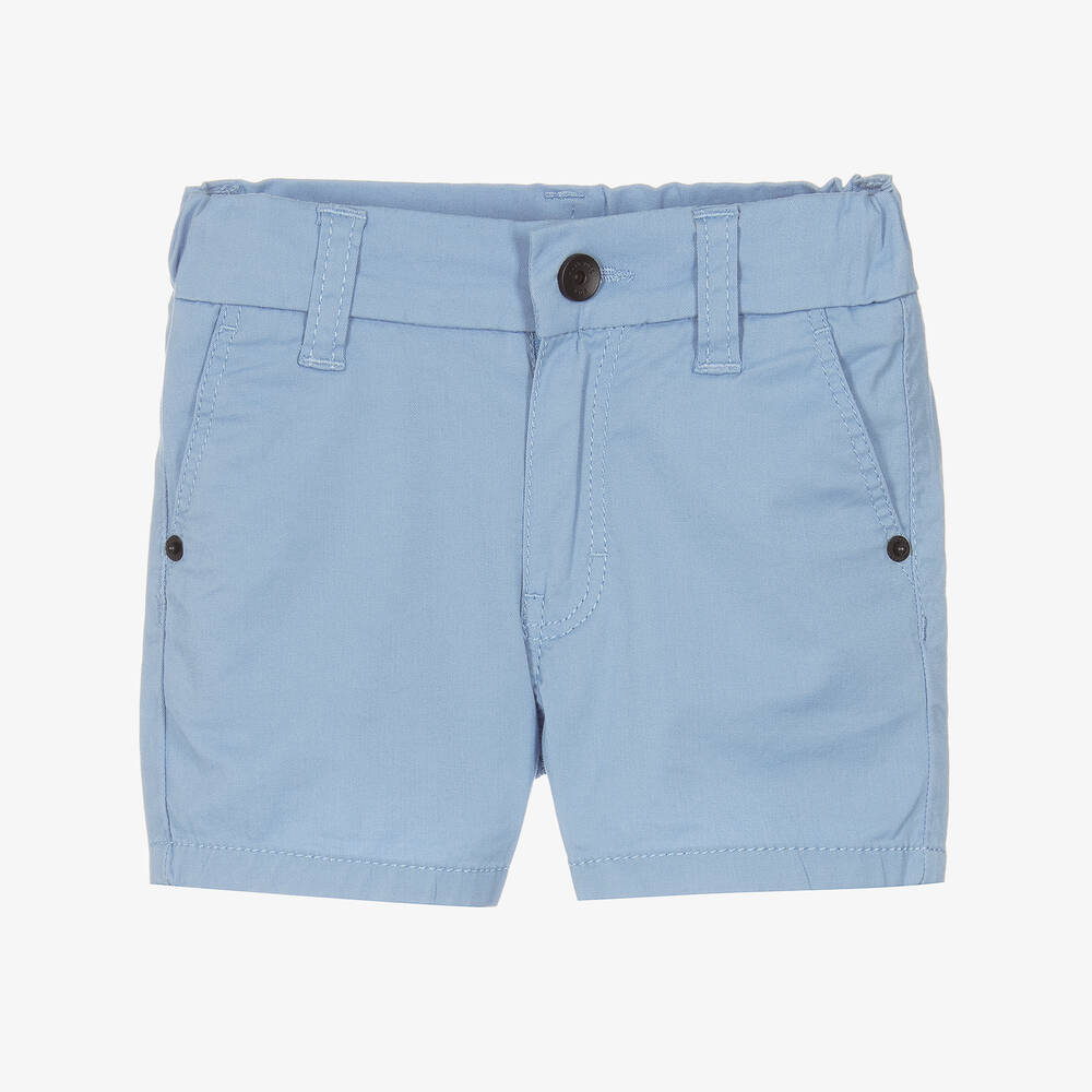 BOSS - Boys Pale Blue Cotton Chino Shorts | Childrensalon