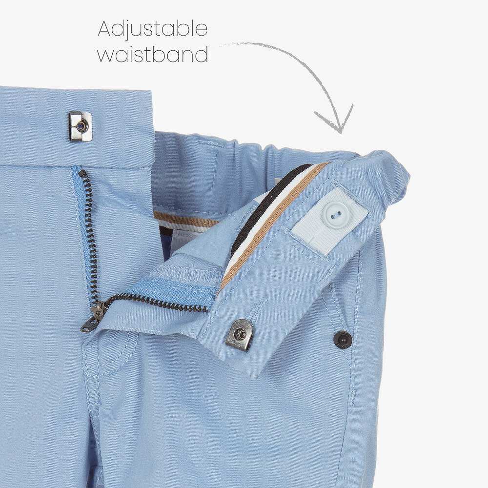 بوس-شورت تشينو أطفال ولادي قطن تويل لون أزرق | Childrensalon Outlet