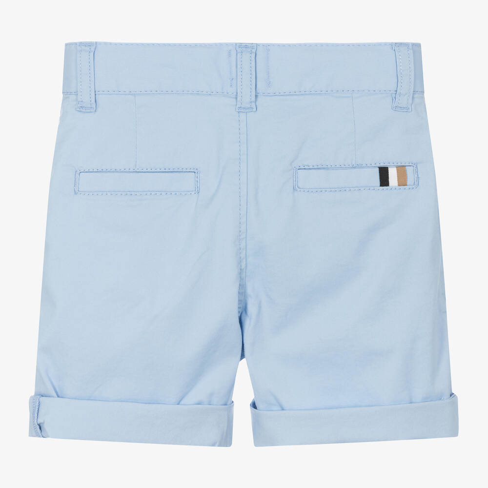 BOSS-Boys Pale Blue Cotton Chino Shorts | Childrensalon Outlet