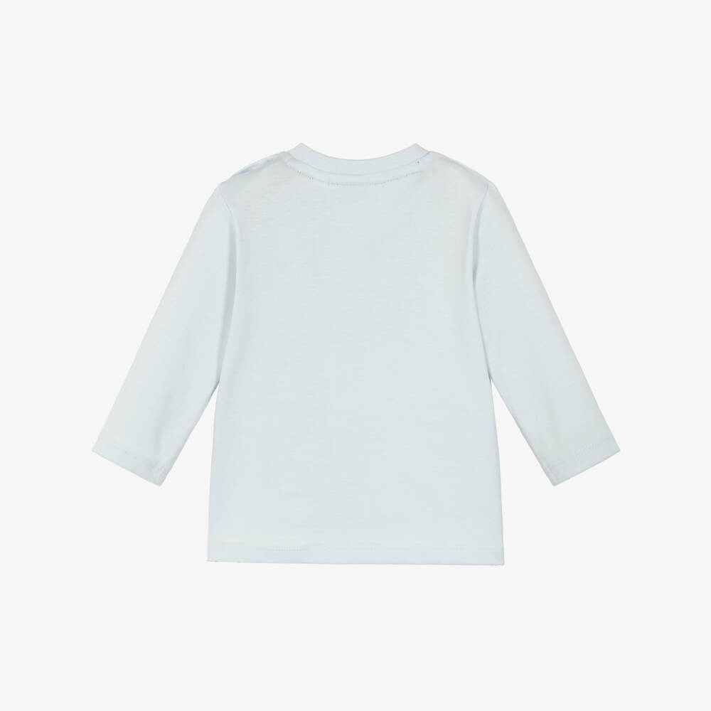 BOSS-Boys Pale Blue Cotton Logo Top | Childrensalon Outlet