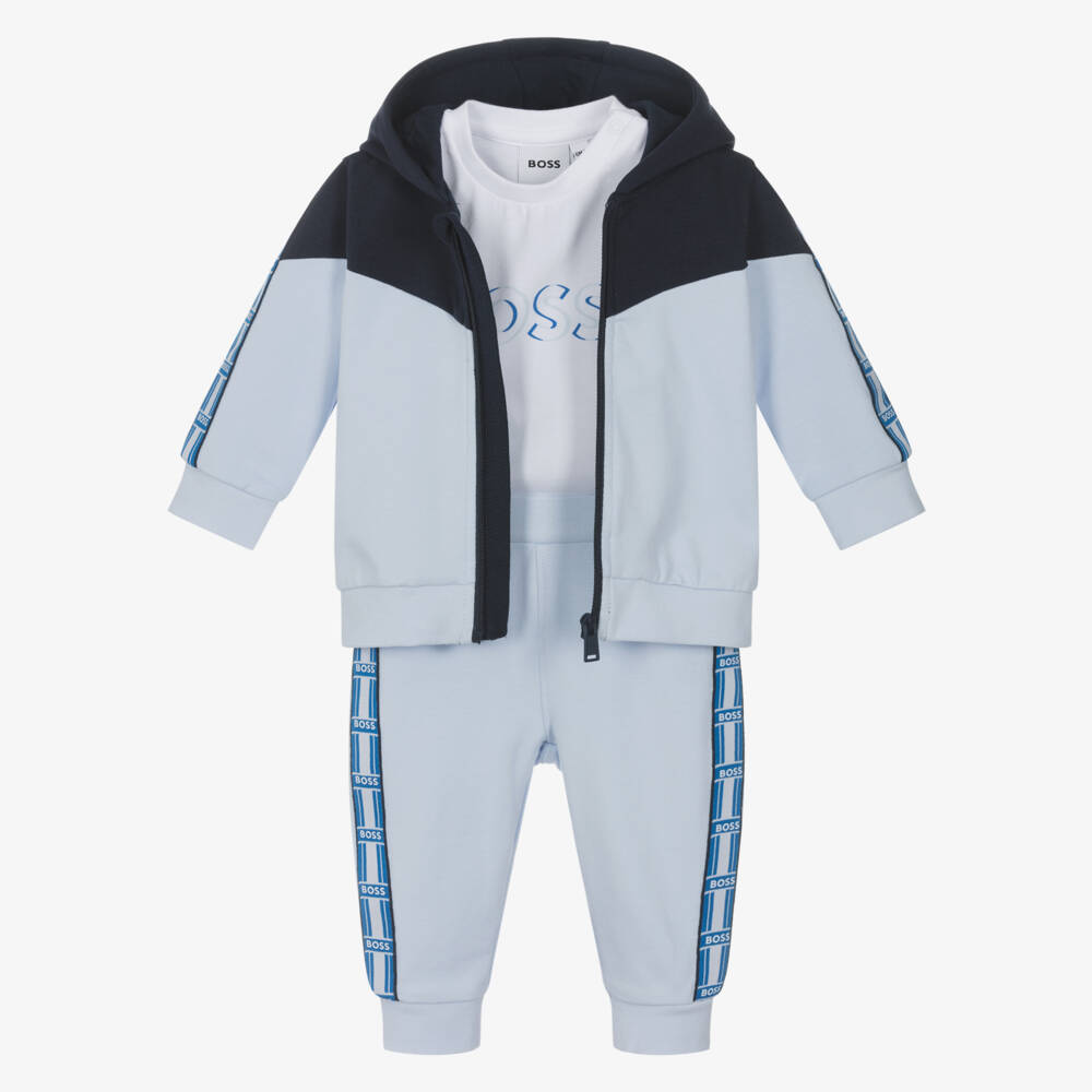BOSS-Boys Pale Blue Logo Ensemble | Childrensalon Outlet