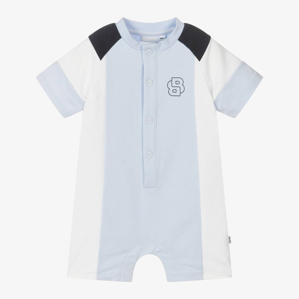 BOSS-Boys' Pale Blue Logo Romper | Childrensalon Outlet
