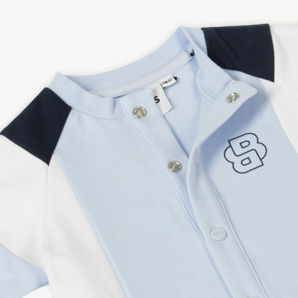 BOSS-Boys' Pale Blue Logo Romper | Childrensalon Outlet