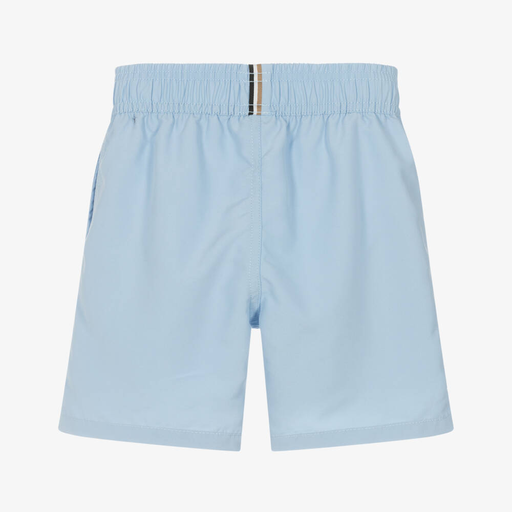 BOSS-Boys Pale Blue Swim Trunks | Childrensalon Outlet