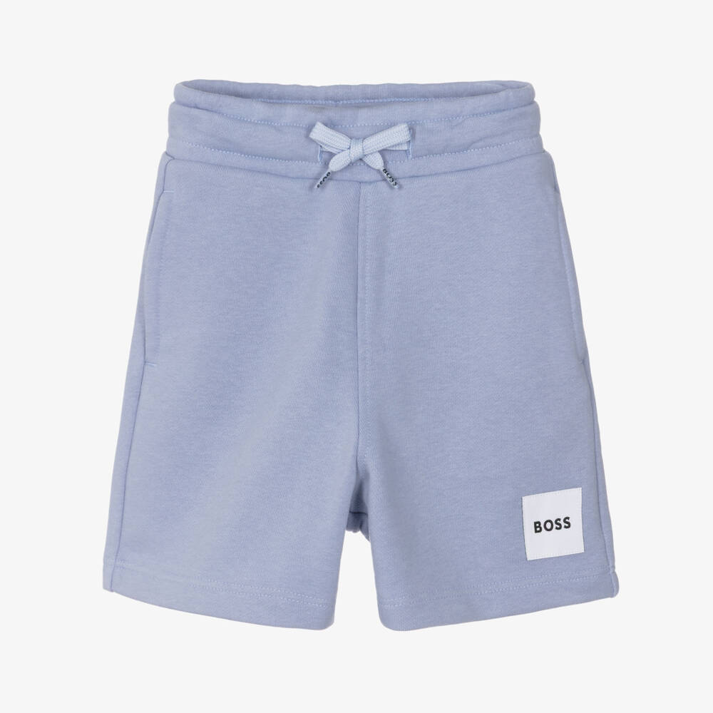 BOSS-Boys Powder Blue Cotton Jersey Shorts | Childrensalon Outlet
