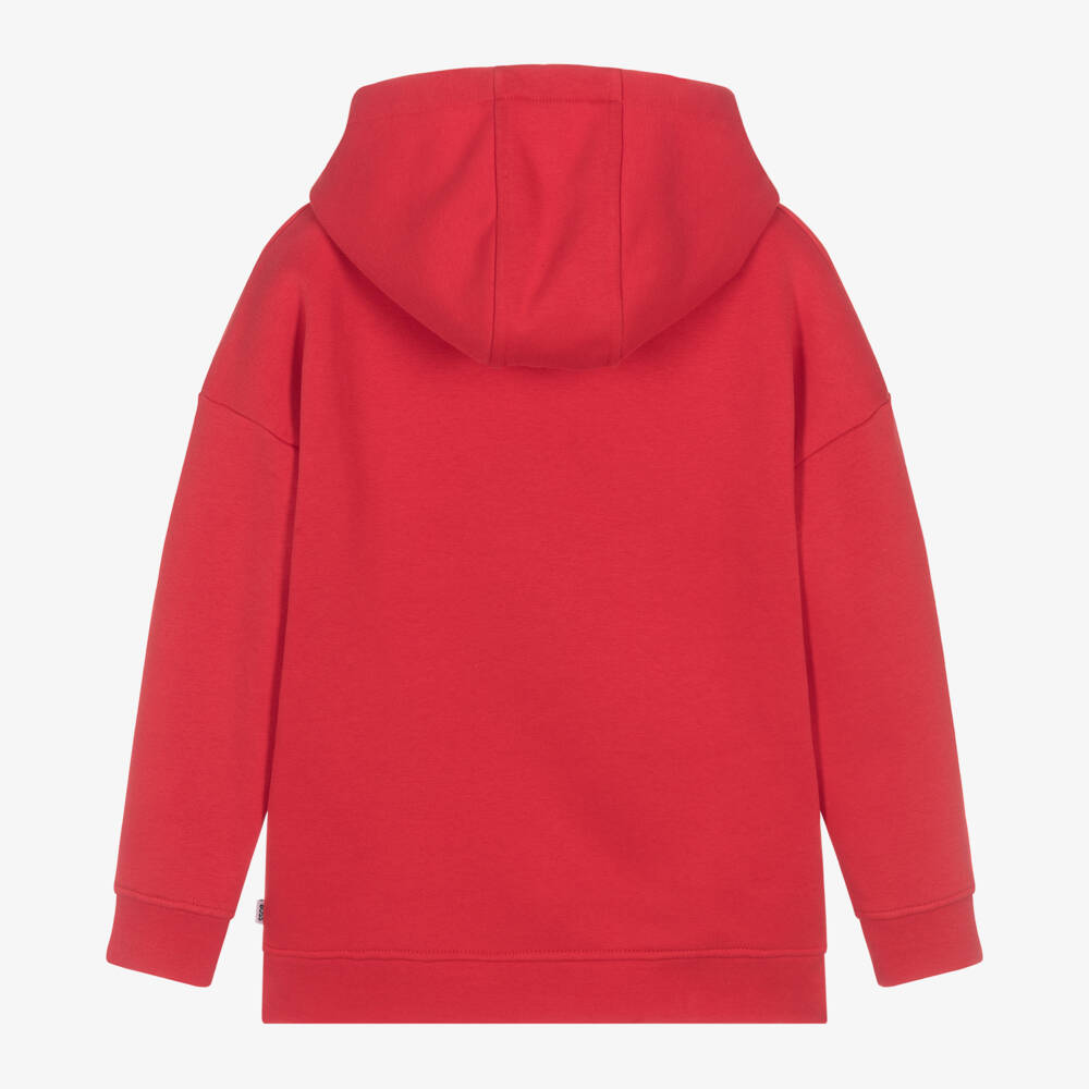 BOSS-Boys Red Cotton Hoodie | Childrensalon Outlet
