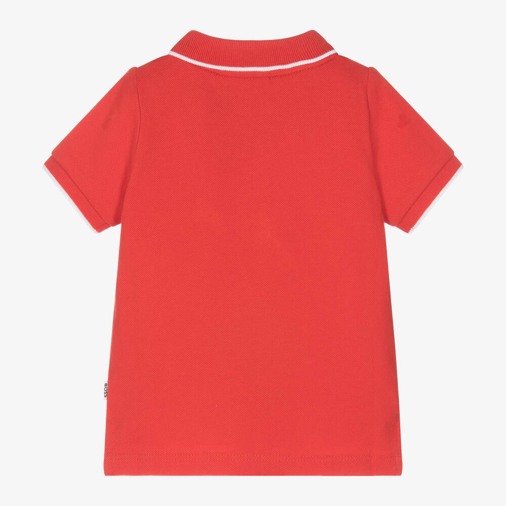 BOSS-Boys Red Cotton Polo Shirt | Childrensalon Outlet