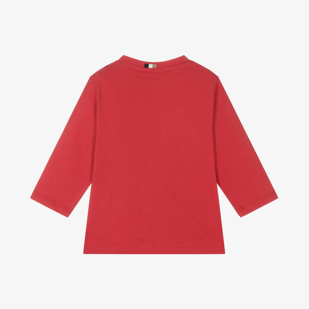 BOSS-Boys Red Long Sleeve Tee | Childrensalon Outlet