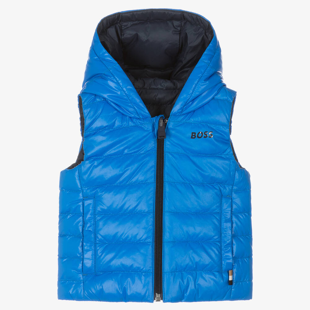 BOSS - Boys Reversible Blue Gilet | Childrensalon