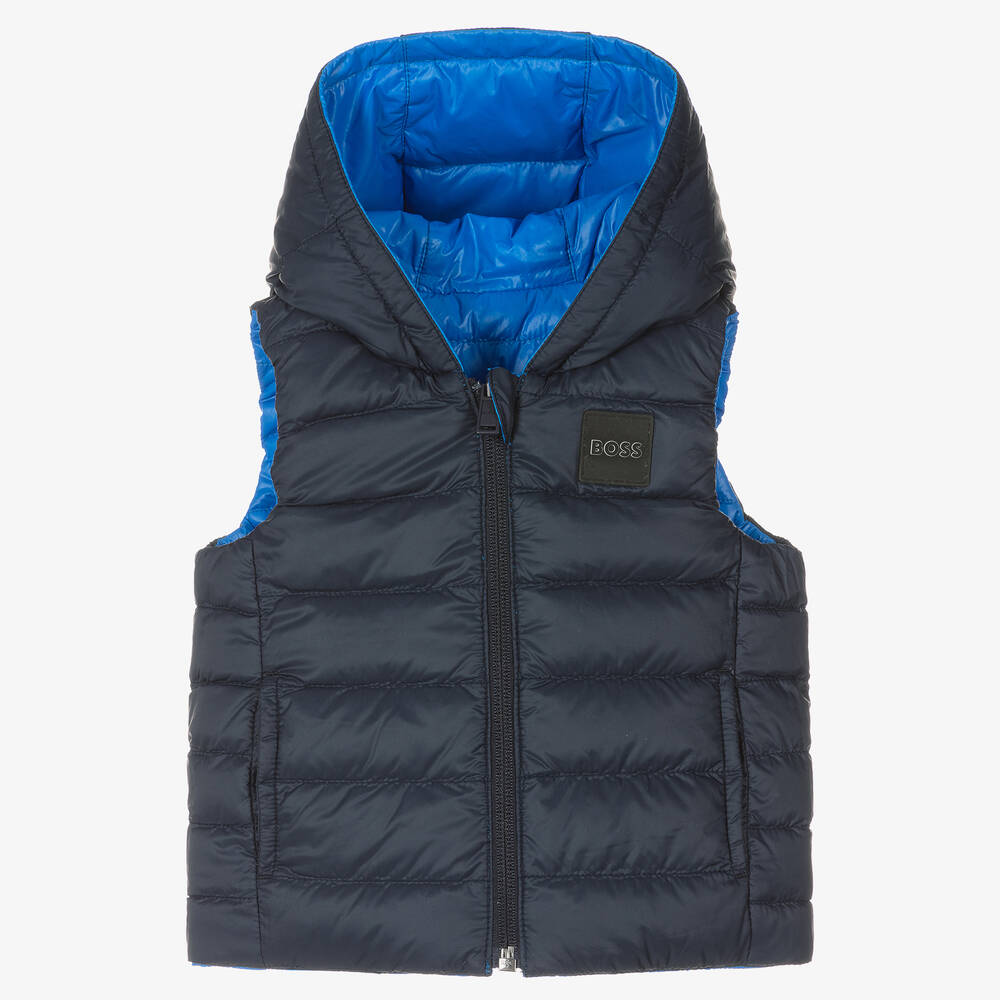 BOSS-Синий двусторонний жилет | Childrensalon Outlet