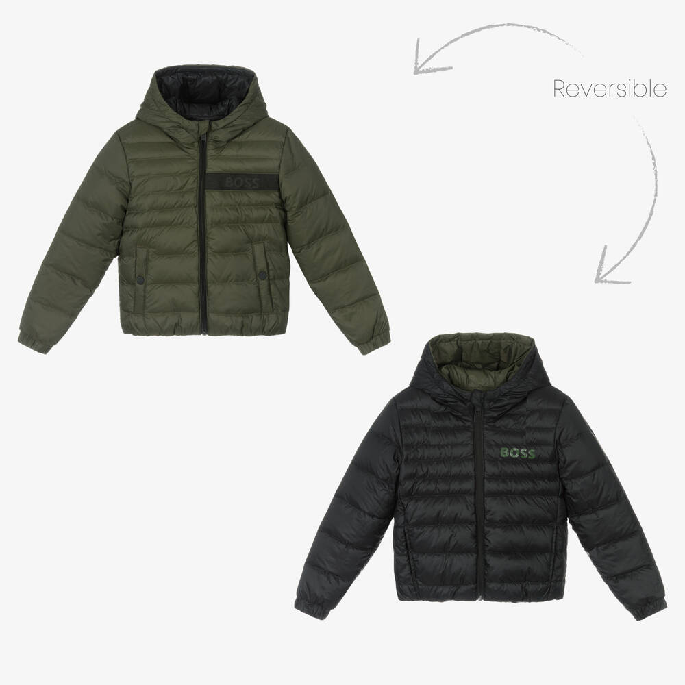BOSS-Boys Reversible Down Jacket | Childrensalon Outlet