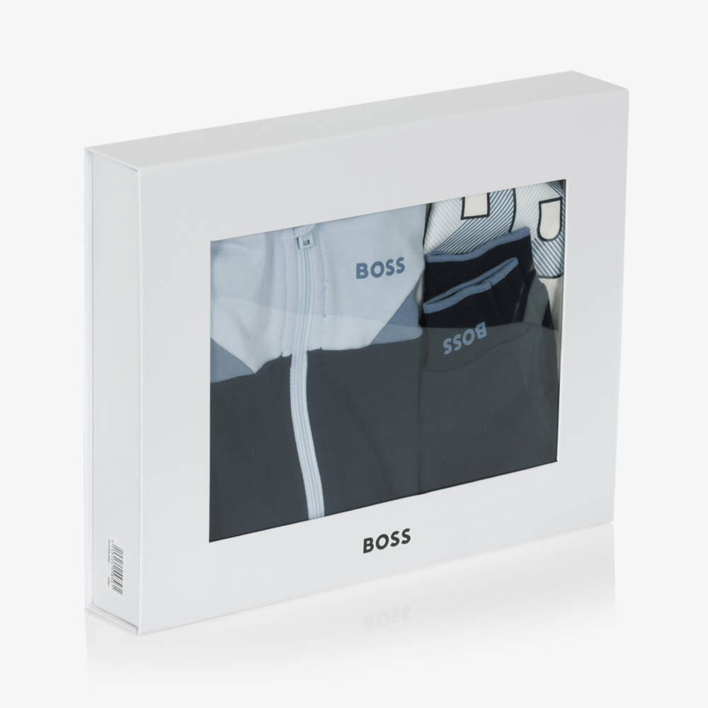 BOSS-Boys' Sky Blue Cotton Tracksuit Ensemble | Childrensalon Outlet