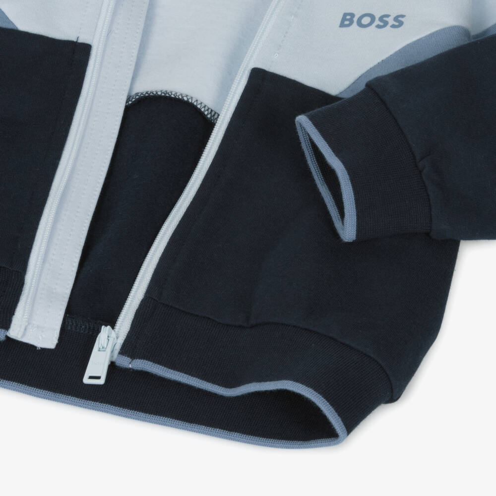 BOSS-Boys' Sky Blue Cotton Tracksuit Ensemble | Childrensalon Outlet