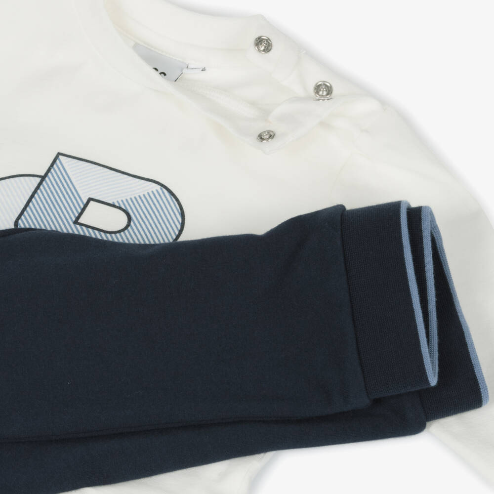 BOSS-Boys' Sky Blue Cotton Tracksuit Ensemble | Childrensalon Outlet