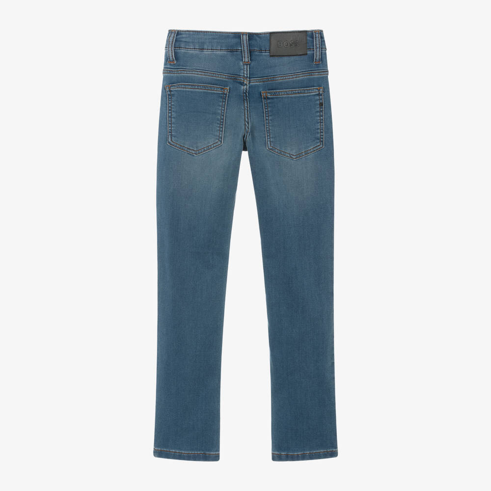 BOSS-Boys Sky Blue Slim Denim Trousers | Childrensalon Outlet