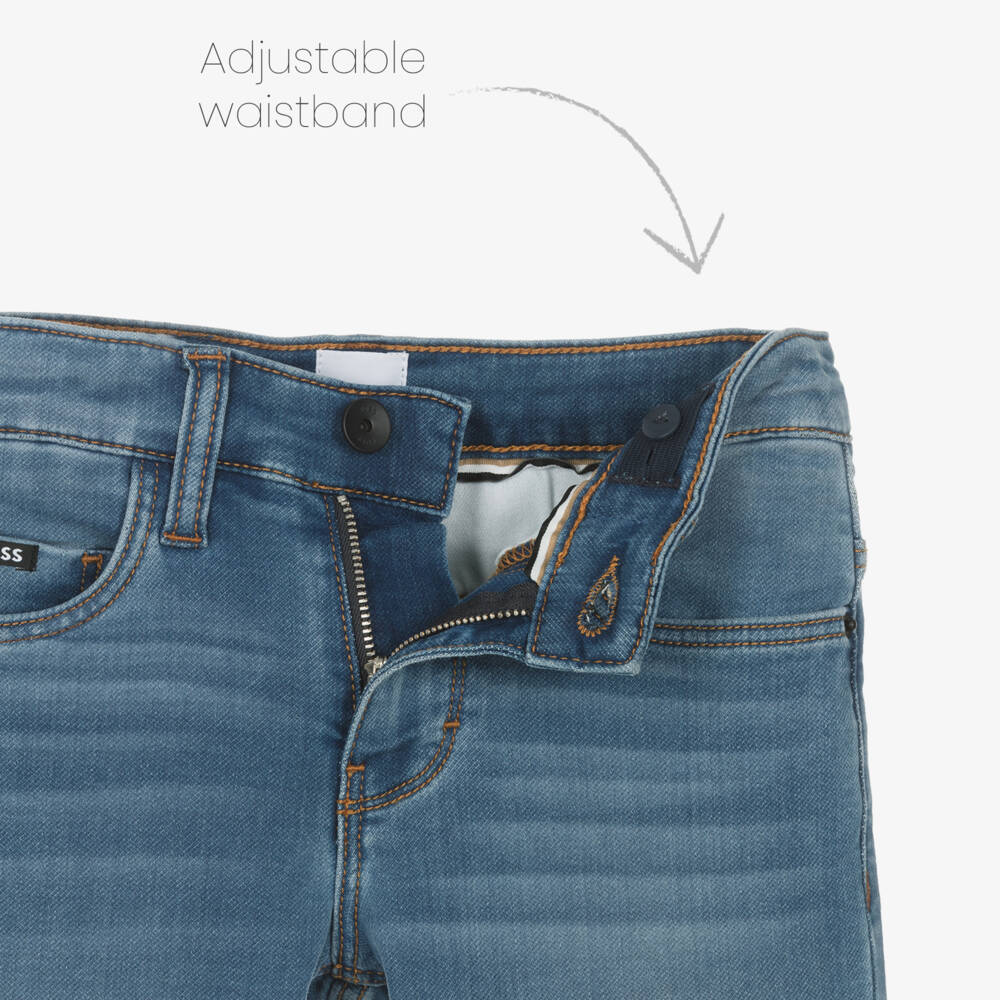 BOSS-Boys Sky Blue Slim Denim Trousers | Childrensalon Outlet