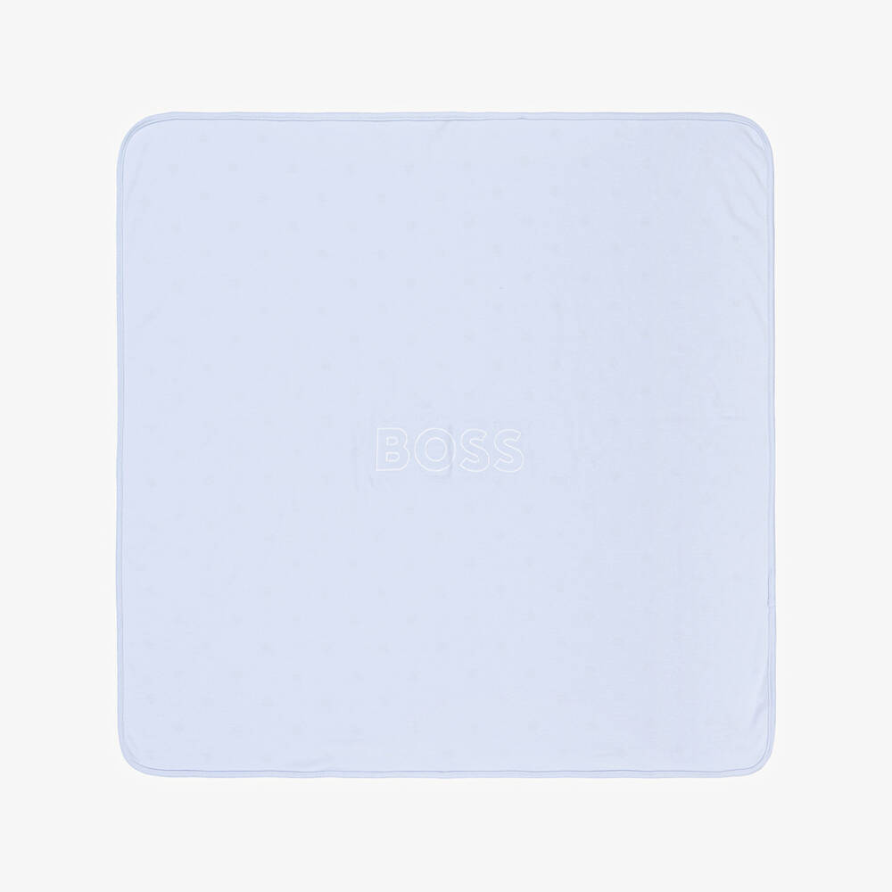BOSS-Boys Sky-Blue Soft Cotton Blanket | Childrensalon Outlet