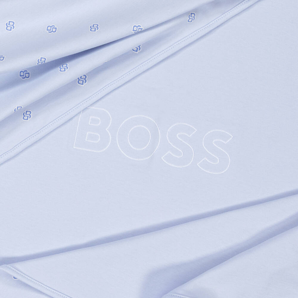 BOSS-Boys Sky-Blue Soft Cotton Blanket | Childrensalon Outlet